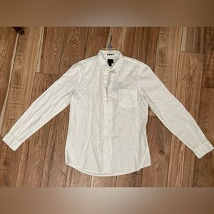 NWT 14th & Union White linen Mens Button Up Shirt Size L